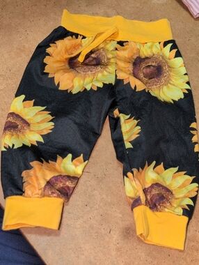 Baby Sunflower Print Joggers - Yellow & Black Size 70